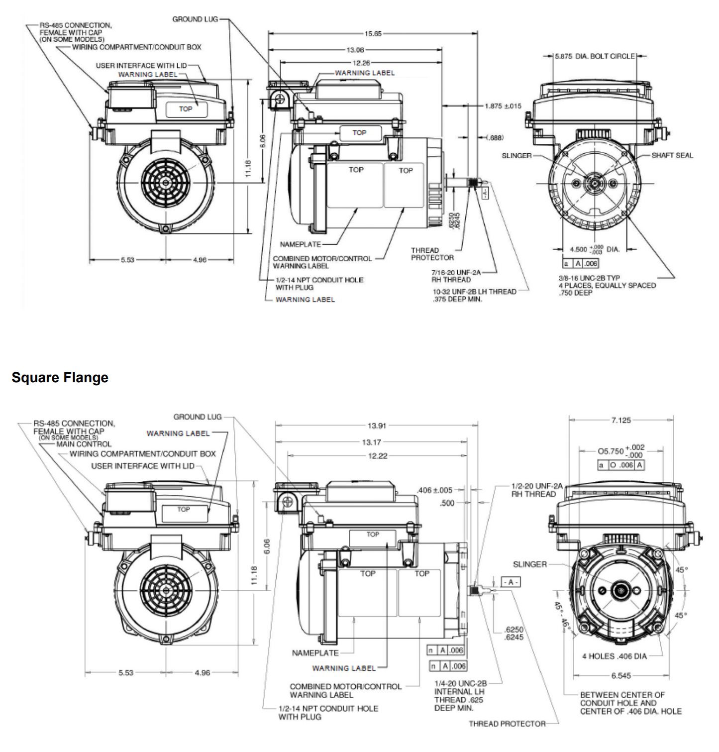 Affinity Round Flange Motor 1.5hp full rate 2.25 uprate