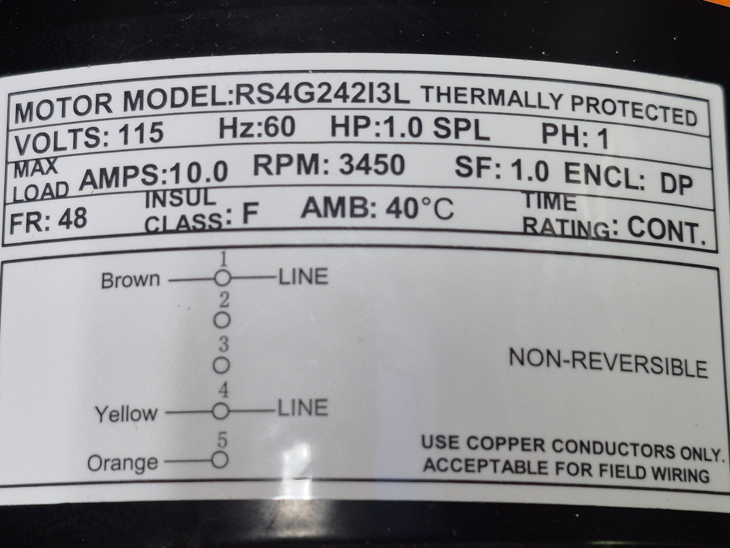 Reliant 1hp Single Speed Pump Motor for P1410 / P1410(DC) / BC2729