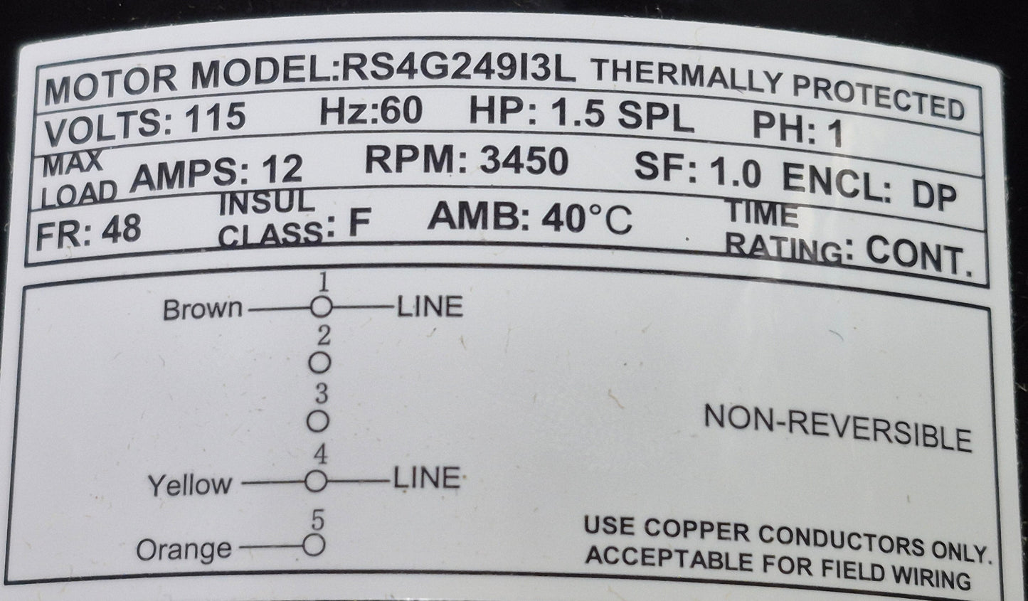 Reliant 1.5hp Single Speed Pump Motor for P1415 / P1415(DC) / BC2730