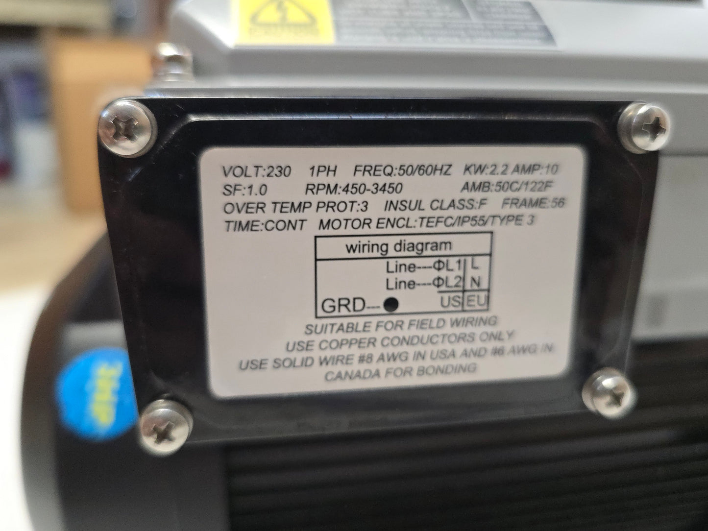 Flobot 3hp VSD Square Flange Motor
