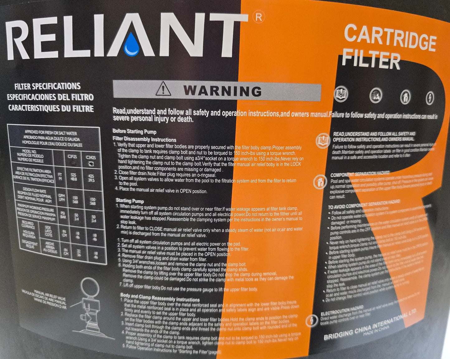 Reliant Cluster Cartridge Filter Tank Bottom for C3425 / C3525 Series